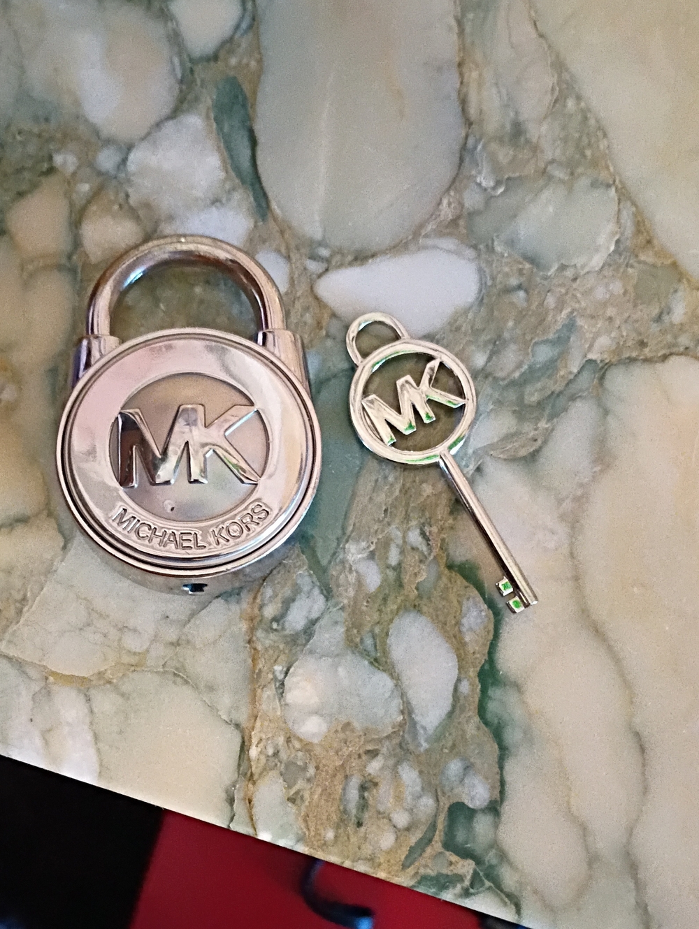 Michael Kors Silver MK Padlock and Key Set